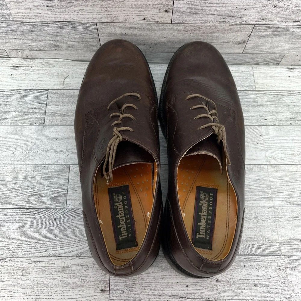 Timberland Brown Leather‎ Waterproof Oxford Lace Up Shoes 93076 Men Size 10M